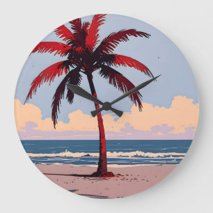 Crimson Coastline Large Clock