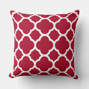 Crimson Colour Quatrefoil Pattern Cushion