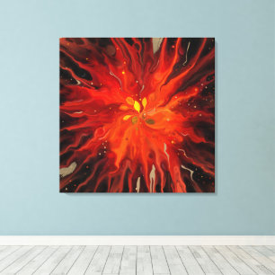 Crimson Core – Fiery Abstract Energy Burst Canvas Print