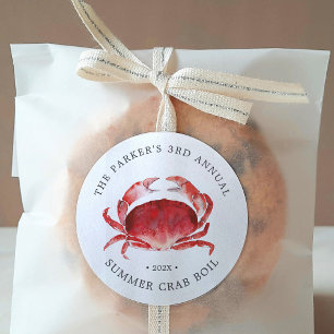 Crimson Crab   Crab Boil Event Classic Round Sticker