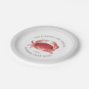 Crimson Crab Crab Boil Event Grey Paper Plate