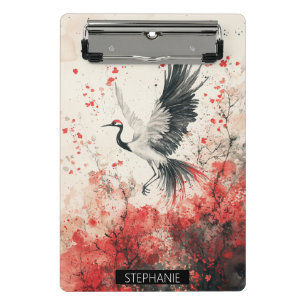 Crimson Crane Blossom Ink Wash (2) Mini Clipboard