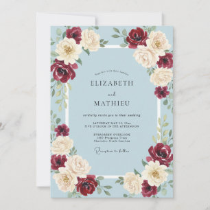 Crimson Cream Petal Wedding Invitation