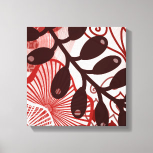 Crimson Currents – Modern Abstract Botanical Art Canvas Print