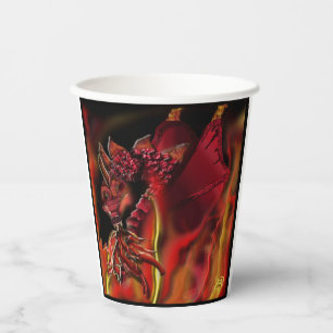 Crimson Dragon Fantasy Party Paper Cups