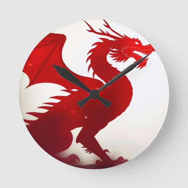 Crimson Dragon Fury Round Clock (Front)