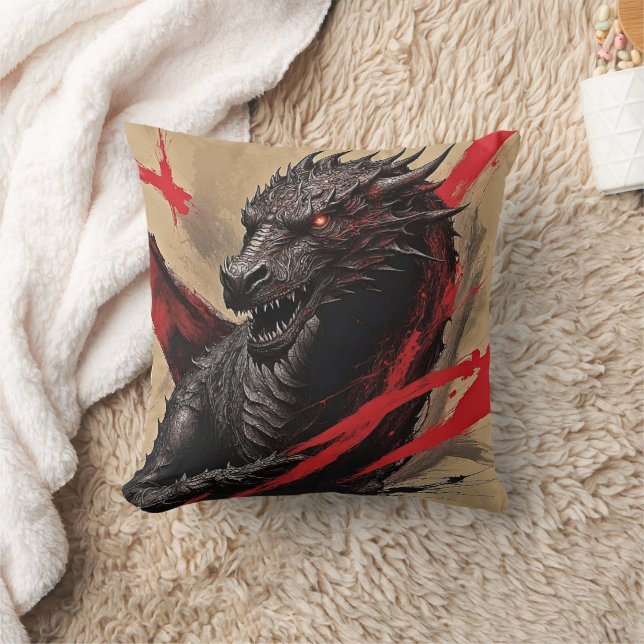 Crimson Dragon Ink Power Pillow (Blanket)