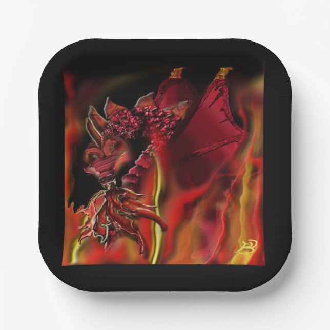 Crimson dragon Paper Plate (Front)