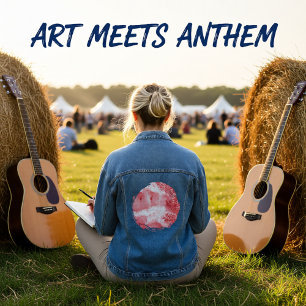 Crimson Echoes Denim Jacket