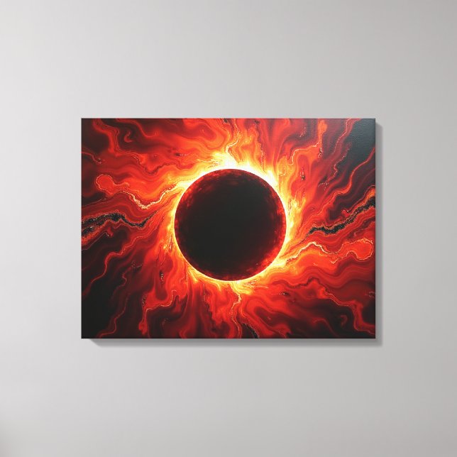 Crimson Eclipse - Fiery Red & Black 24"x18" Canvas Print (Front)