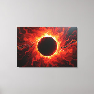Crimson Eclipse - Fiery Red & Black 36"x24" Canvas Print