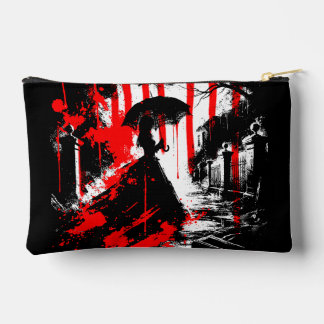 Crimson Elegance in Shadows - Gothic Victorian Art Accessory Pouch