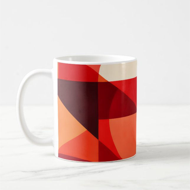 Crimson Ember Geometric Abstract Coffee Mug (Left)
