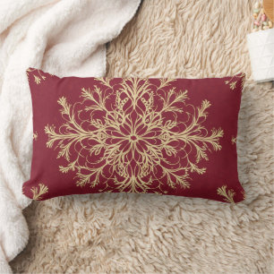 Crimson Embrace Throw Pillow with Delicate Lace