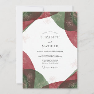 Crimson Emerald Foliage Eucalyptus Wedding Invitation
