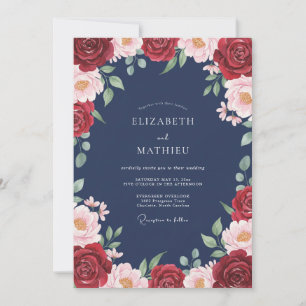 Crimson Ethereal Bloom Wedding Invitation