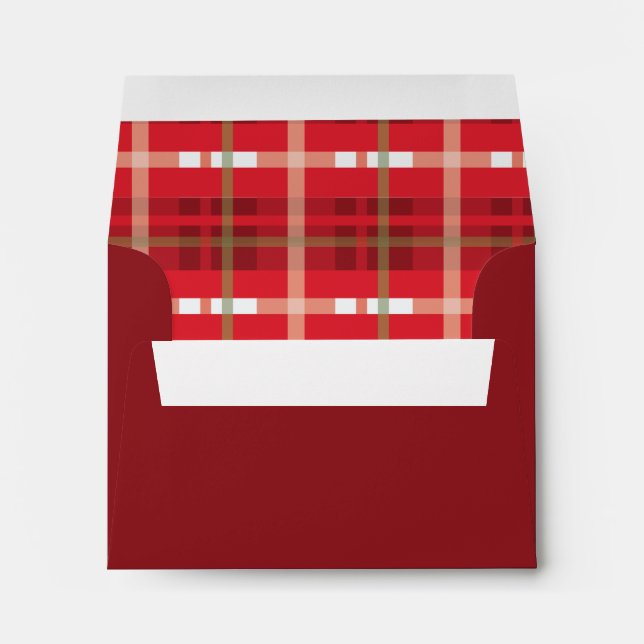 Crimson & Evergreen Christmas Wedding Envelope (Back (Bottom))