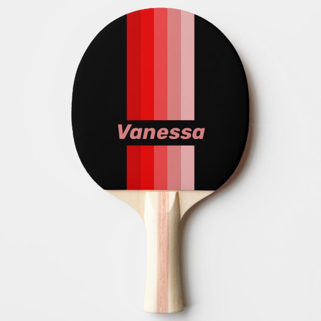 Crimson Fade Pin Striped with Name Ping Pong Paddle (Front)