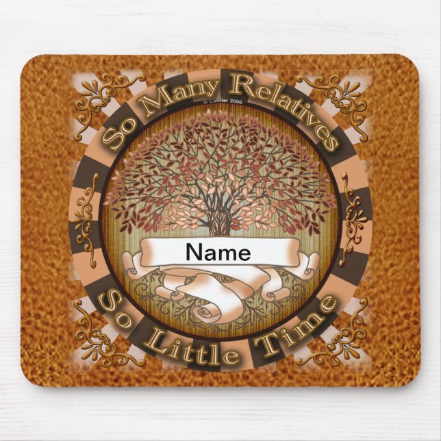 Crimson Family Tree Surname Mouse Pad (Front)