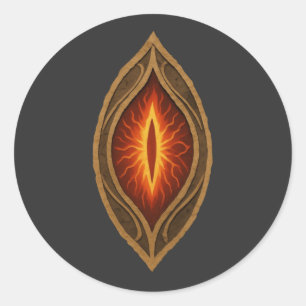 Crimson Fire Eye Dark Lord Fantasy Emblem Classic Round Sticker