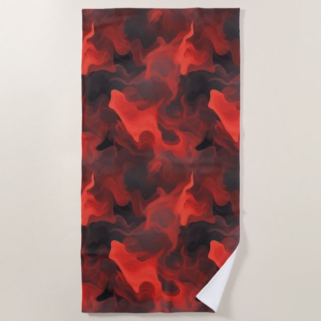 Crimson Fire Flow Beach Towel (Front)