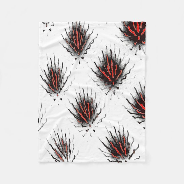 Crimson Flameburst Fleece Blanket (Front)
