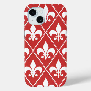 Crimson Fleur de Lis iPhone 15 Case