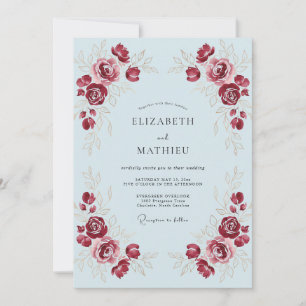 Crimson Floral Arch Wedding Invitation