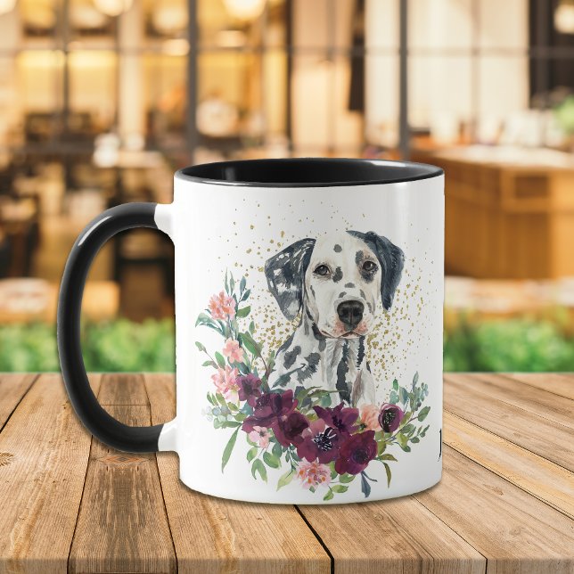 Crimson Floral Bouquet Dalmatian Dog Mug (Creator Uploaded)