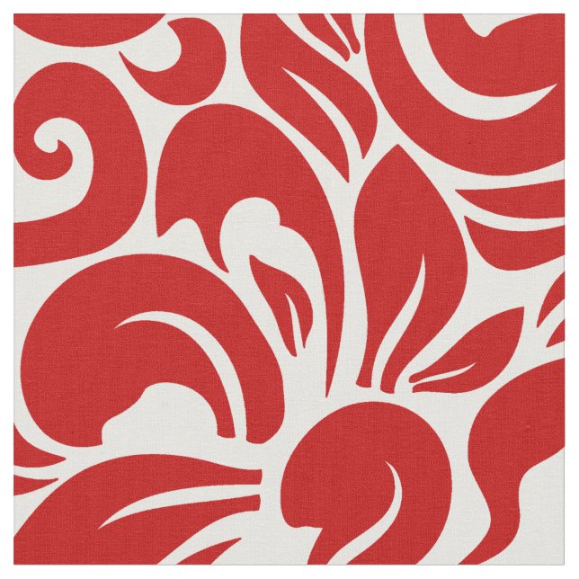 Crimson Floral Fabric (Close Up)