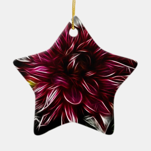 Crimson Flower Ceramic Tree Decoration (Front)