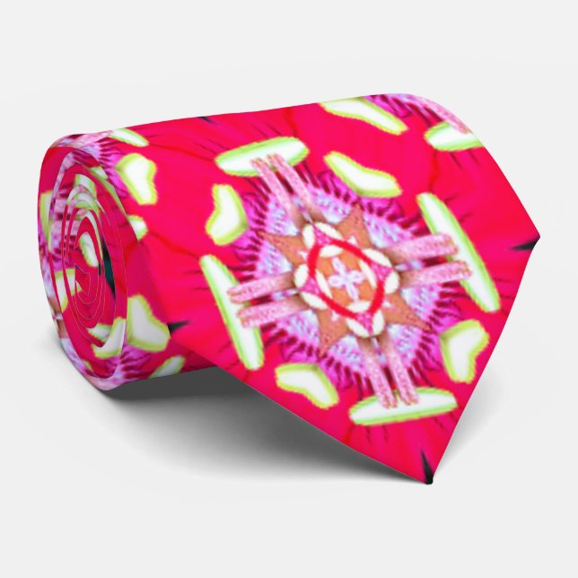 Crimson Flower Patterns Tie (Rolled)