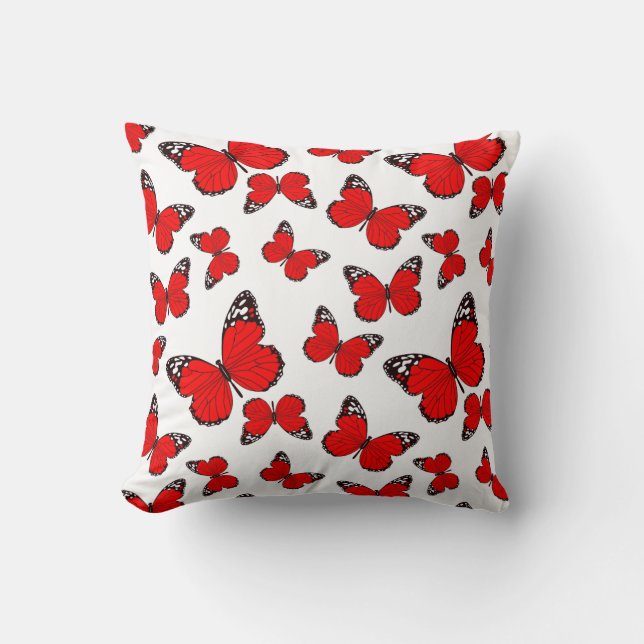 Crimson Flutter Pillow (Front)