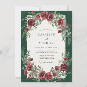 Crimson Forest Foliage Eucalyptus Wedding Invitation