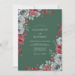 Crimson Forest Petal Wedding Invitation