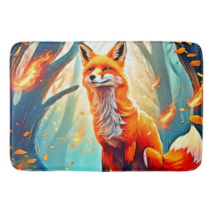 Crimson Fox Scene Design Bath Mat