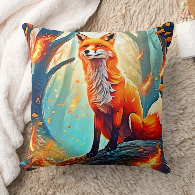 Crimson Fox Scene Design Cushion (Blanket)