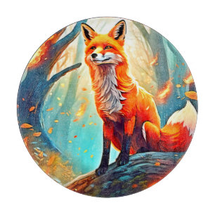 Crimson Fox Scene Design Cutting Board