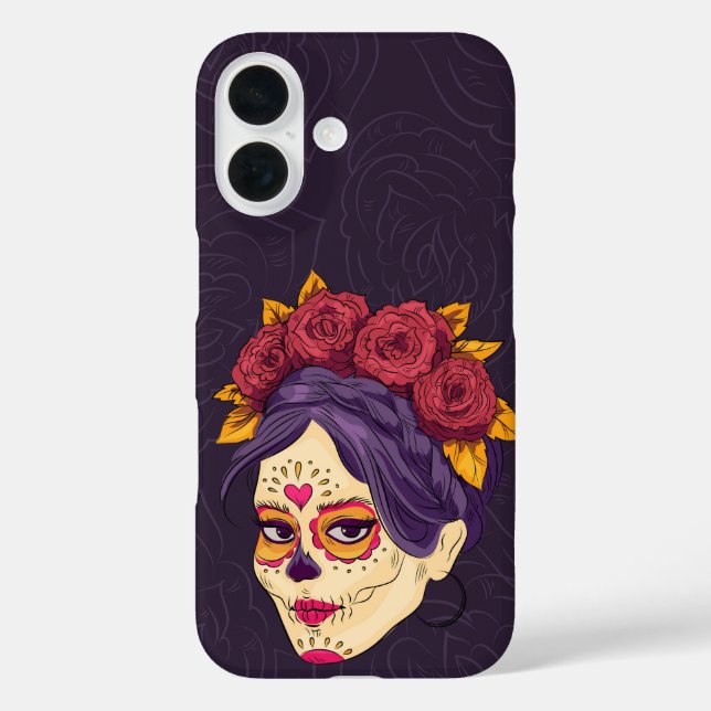 Crimson Gaze Catrina – Midnight Sugar Skull  Case-Mate iPhone Case (Back)
