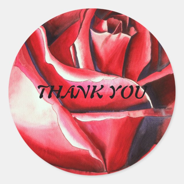 Crimson Glory Rose Thank You sticker (Front)