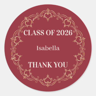 Crimson Gold 2026 Graduation Favour Sticker