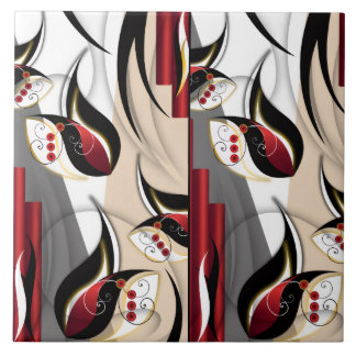 Crimson & Gold Botanical Harmony Tile