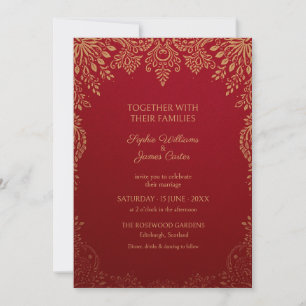 Crimson Gold Paisley Wedding Invitation