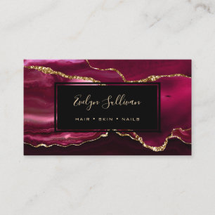 crimson gold watercolor agate business card