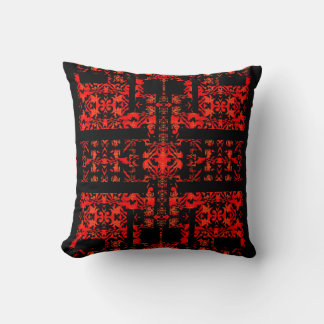 Crimson Gothic – Black & Red Ornamental Geometric Cushion