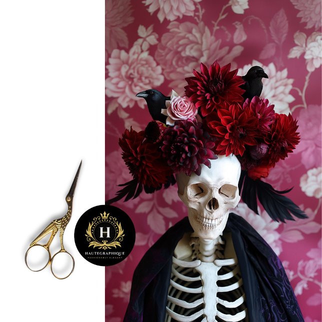 Crimson Gothic Skeleton Raven Halloween Decoupage  Tissue Paper (Creator Uploaded)