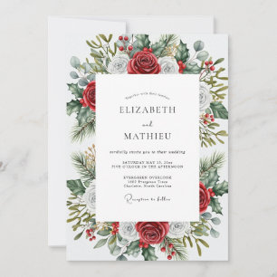 Crimson Grandiose Winter Wedding Invitation
