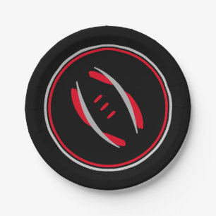 Crimson/Grey/Black Football 7" Paper Plates
