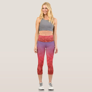 Crimson Haze at Dusk Capri Leggings