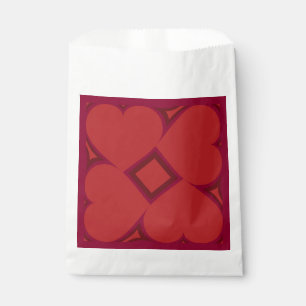 Crimson Hearts and Diamond Pattern Favour Bags